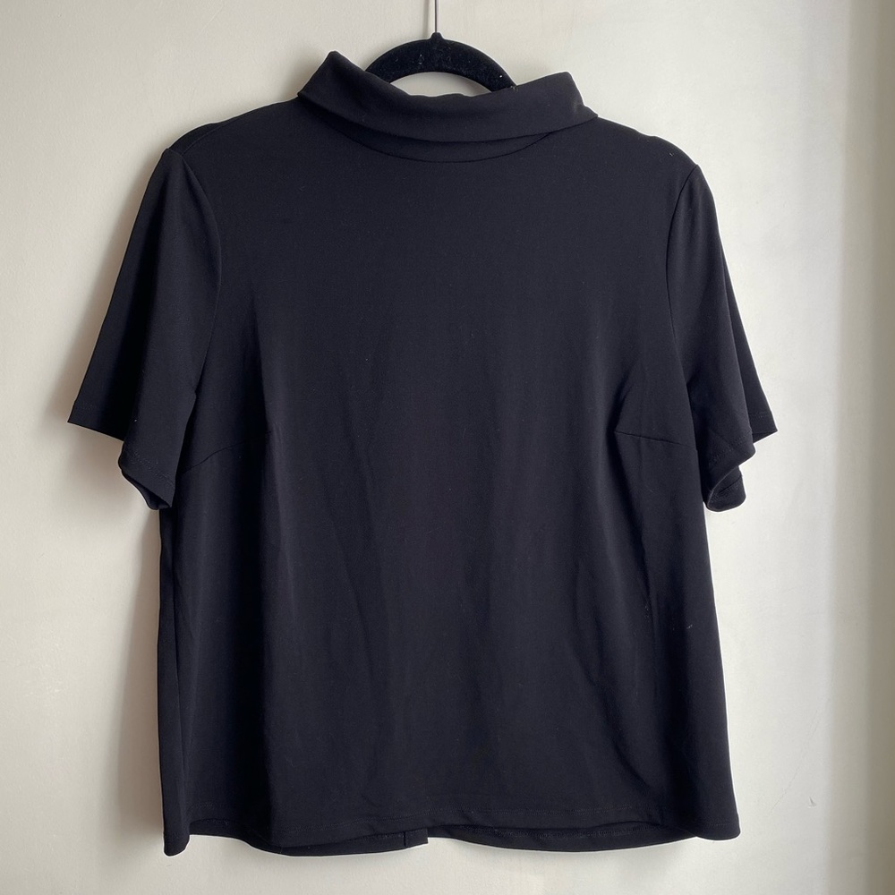 Black Cowl Neck Blouse with Buttons Down the Back